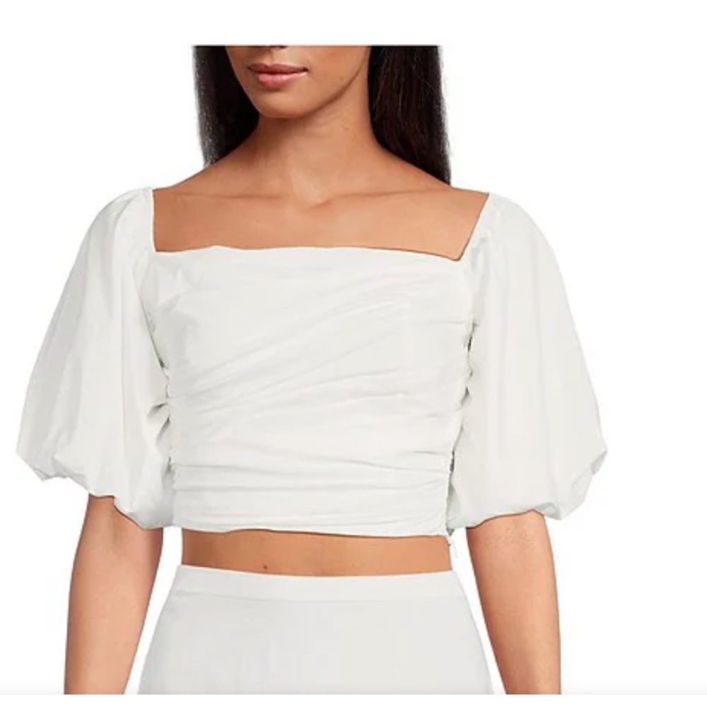 NWT WAYF Square Neck Short Sleeve Ruched Coordinating Top